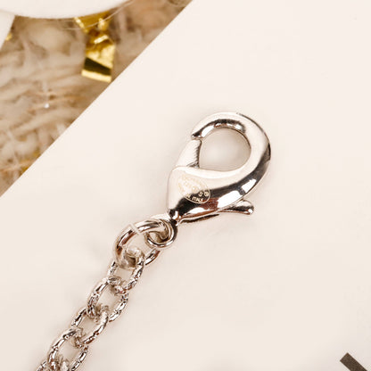 C Rhinestone pearl square chain