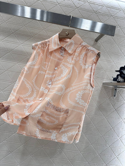 C 25 Printed Sleeveless Vest Shirt