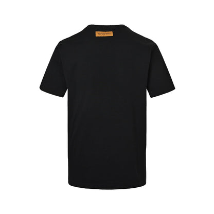 25ss cursive letter embroidery short sleeved shirt