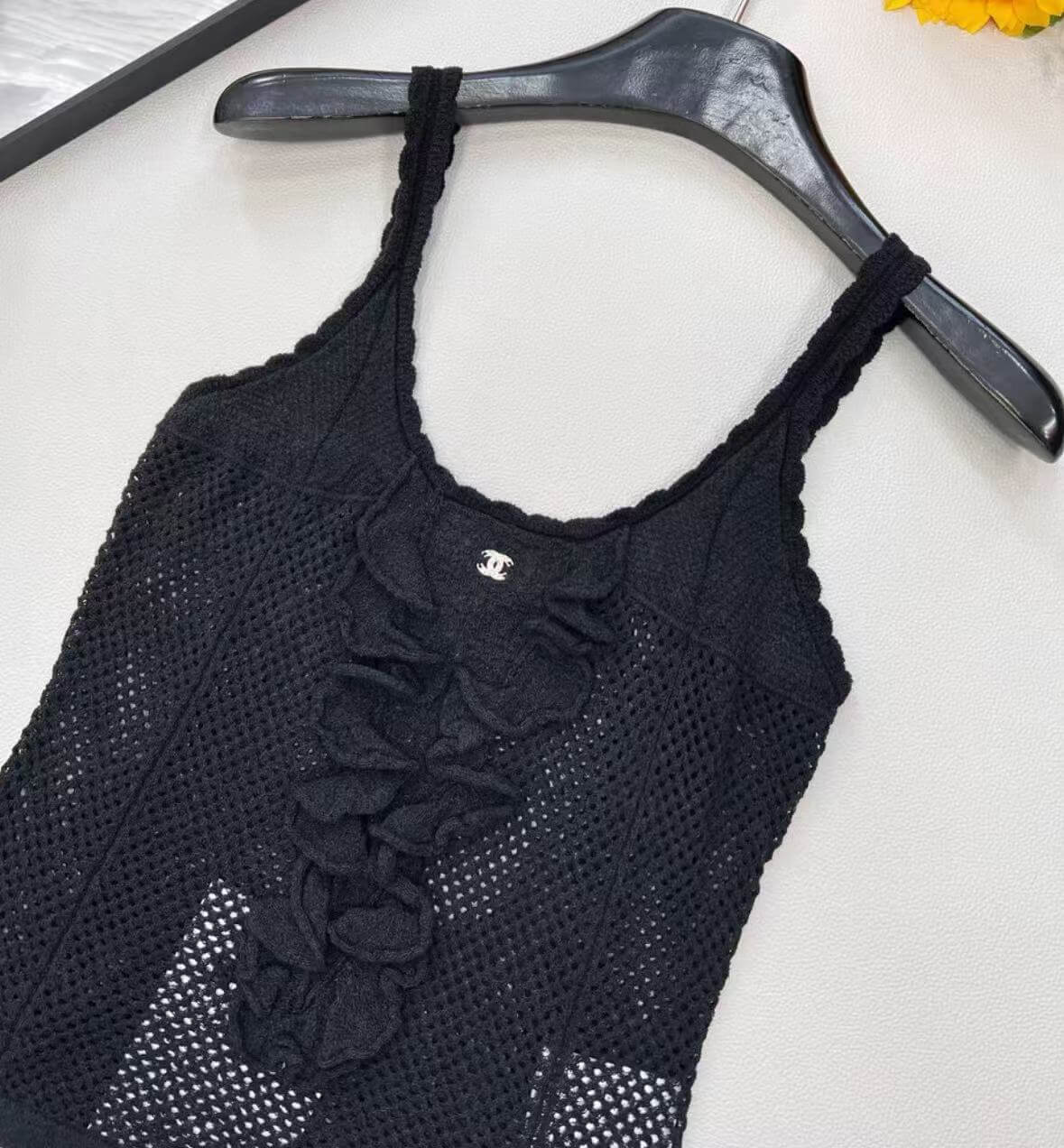 Classic Letter Crystal Lace Trim Knit Camisole