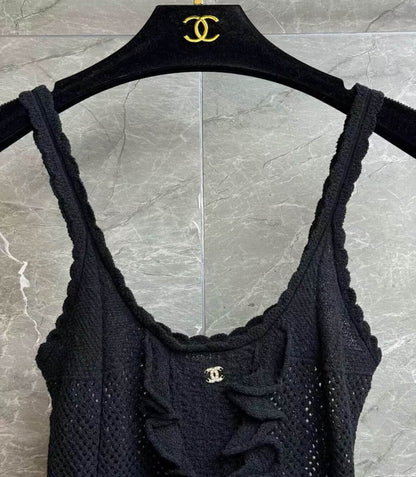 Classic Letter Crystal Lace Trim Knit Camisole