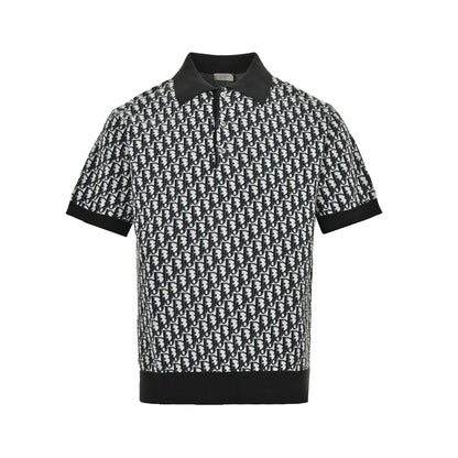 25ss Presbyopia all over printed knitted Polo short sleeves
