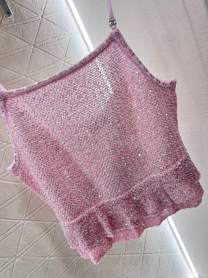 25 Sequined camisole knit undershirt
