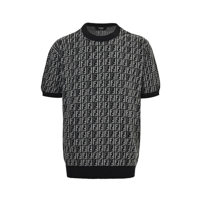 25ss FF jacquard full print knitted short sleeves