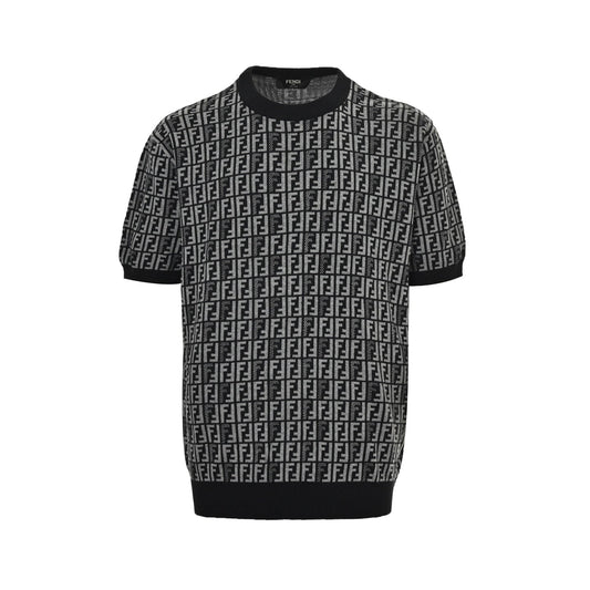 25ss FF jacquard full print knitted short sleeves
