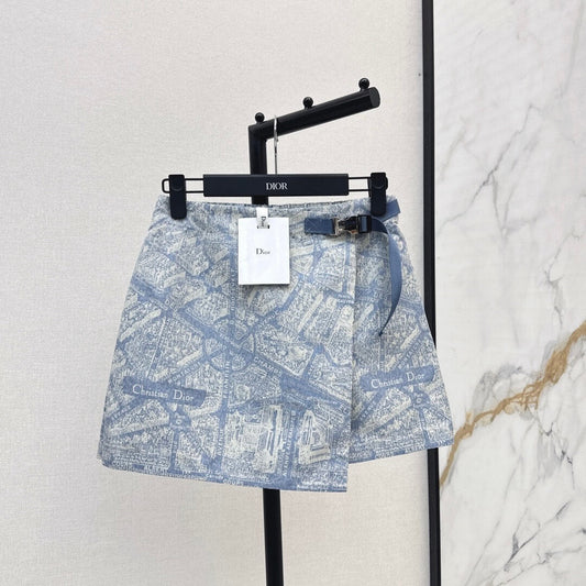 Pattern Buckle Elastic Waist Culottes