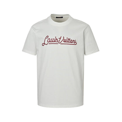 25ss cursive letter embroidery short sleeved shirt