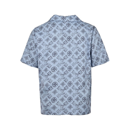 24ss full print presbyopia silk suit short sleeved shirt