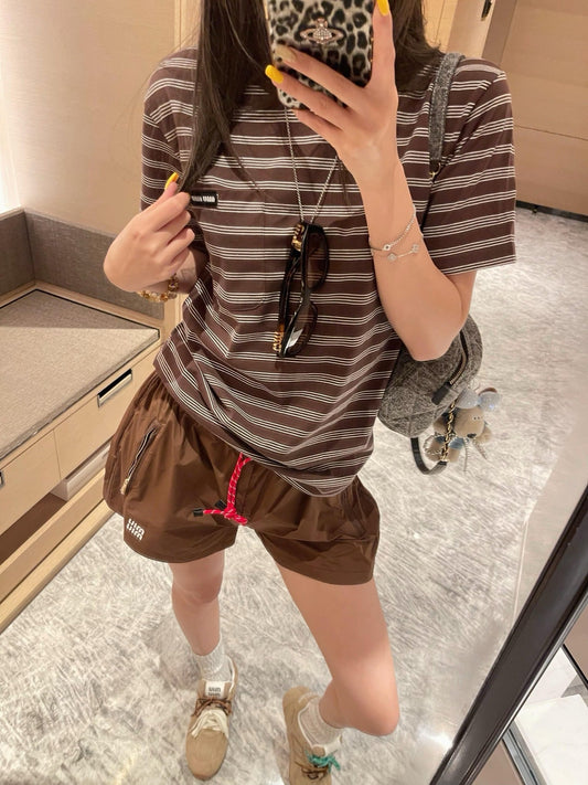 25 new Hazelnut chocolate short sleeved shirt suit