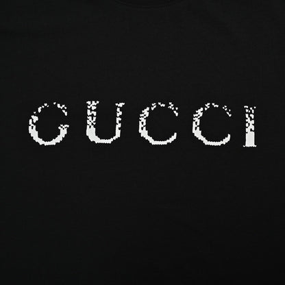 25ss Gradient letter logo printed short sleeved shirt