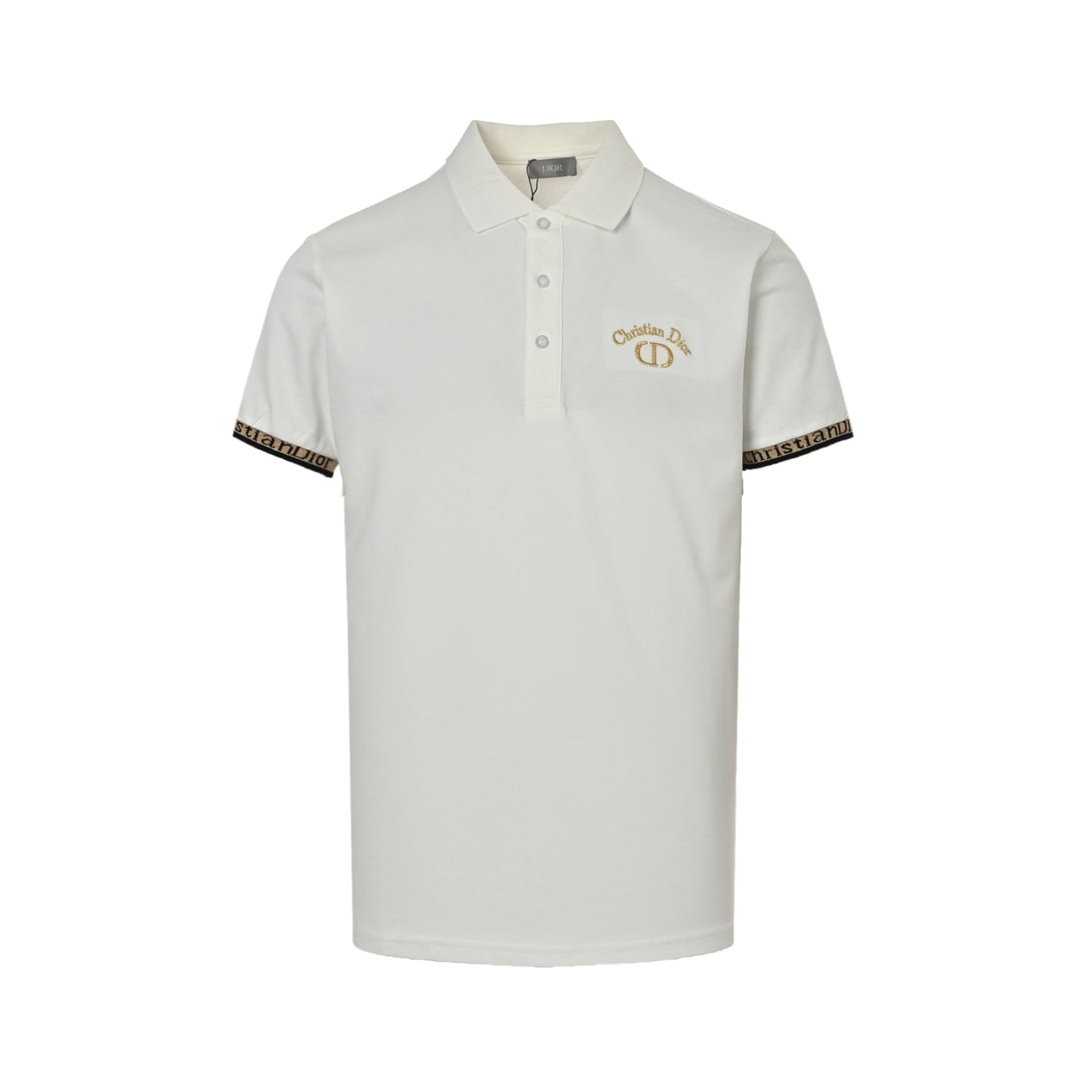 25ss CD gold thread embroidered letters Polo short sleeved shirt