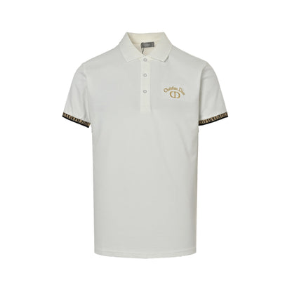 25ss CD gold thread embroidered letters Polo short sleeved shirt