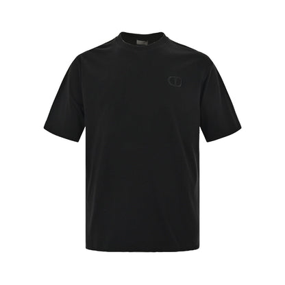 Solid color logo letter embroidered short-sleeved T-shirt