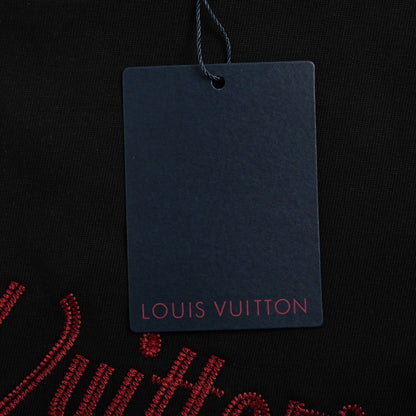 25ss cursive letter embroidery short sleeved shirt