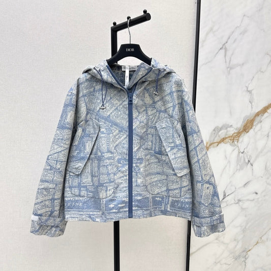 Pattern Oversized Hooded Jacket