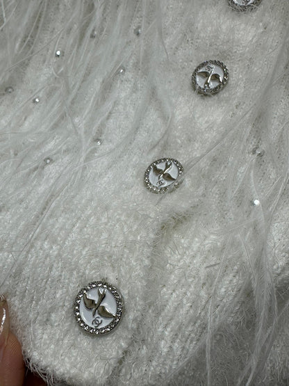 25 new Rhinestone Feather Knit Short Jacket