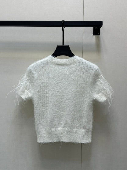 25 new Rhinestone Feather Knit Short Jacket
