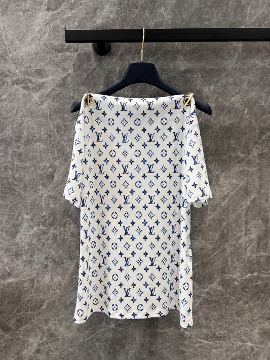 Printed Boat Neck Short-Sleeve T-Shirt