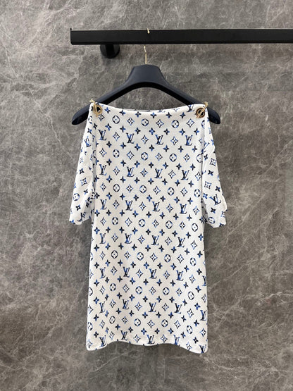 Printed Boat Neck Short-Sleeve T-Shirt