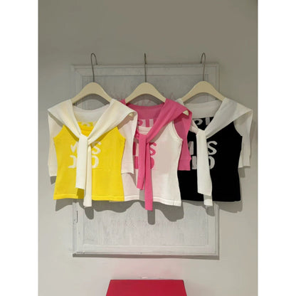 25 new Colorblock Knit Logo Tank with Faux-Layered Shoulder Sweater