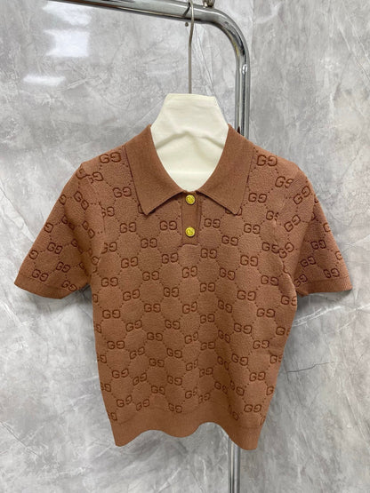 25 new Candy-Color Jacquard Knit Polo Tee