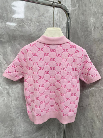 25 new Candy-Color Jacquard Knit Polo Tee