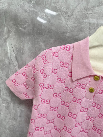 25 new Candy-Color Jacquard Knit Polo Tee