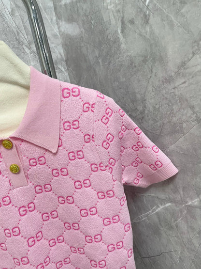 25 new Candy-Color Jacquard Knit Polo Tee
