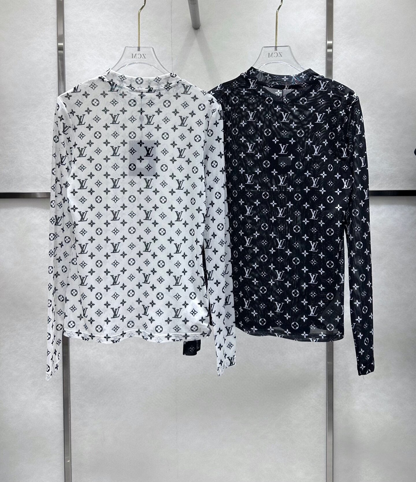 Allover Print Sheer Stretch Long Sleeve Tee