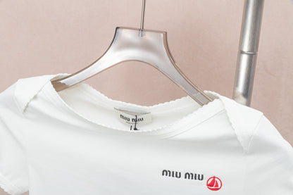 Minimalist Off-Shoulder Tee with Ribbed Trim