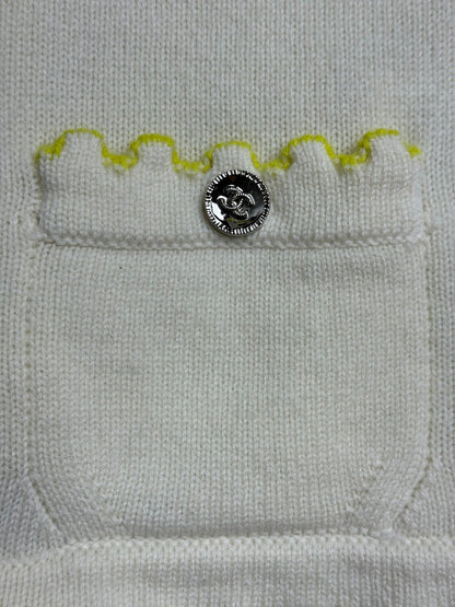 Cream Knit Cardigan with Lemon Trim