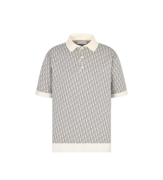 25ss Presbyopia all over printed knitted Polo short sleeves