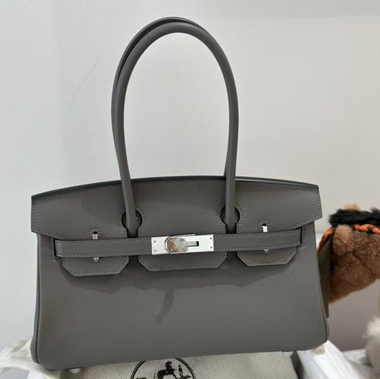 SHOULDER BIRKIN 29CM IRON GRAY CALFSKIN SILVER HARDWARE