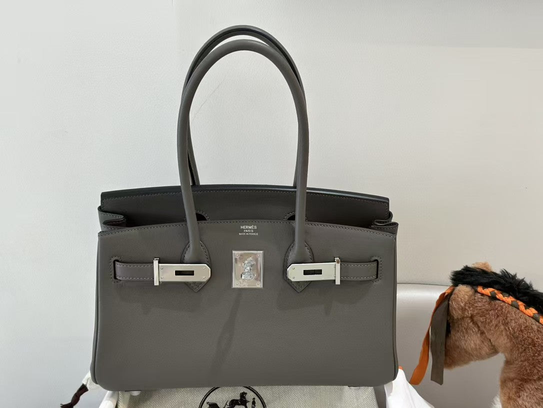 SHOULDER BIRKIN 29CM IRON GRAY CALFSKIN SILVER HARDWARE