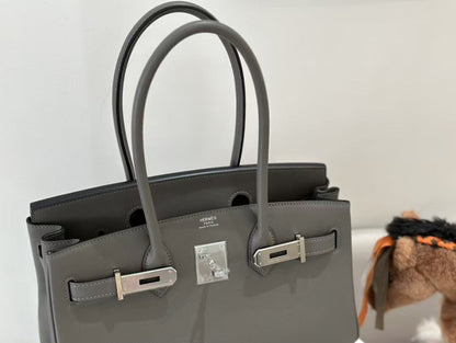 SHOULDER BIRKIN 29CM IRON GRAY CALFSKIN SILVER HARDWARE