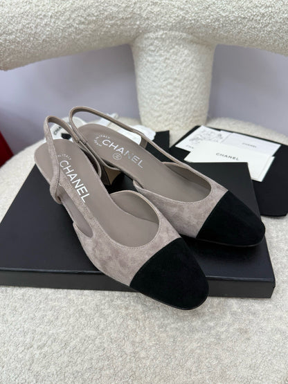 25A Slingback Grey Black Suede