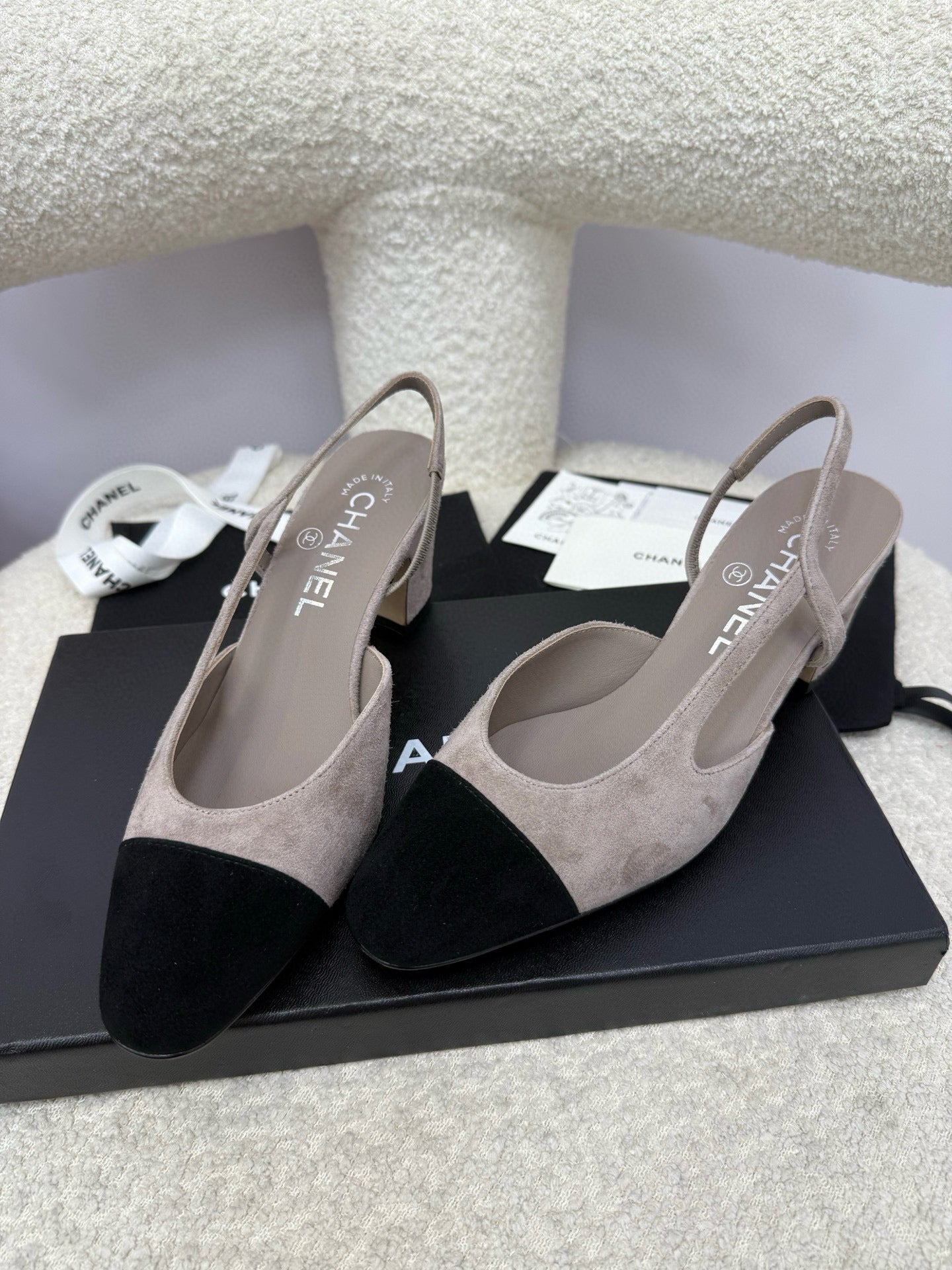 25A Slingback Grey Black Suede