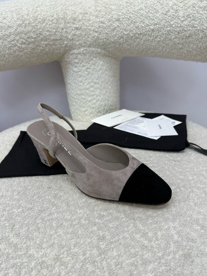 25A Slingback Grey Black Suede