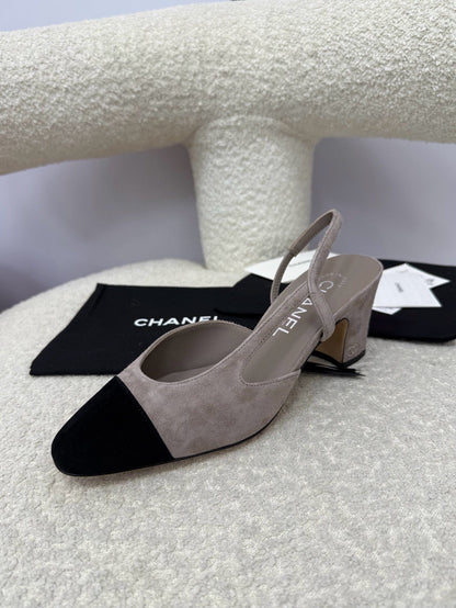 25A Slingback Grey Black Suede