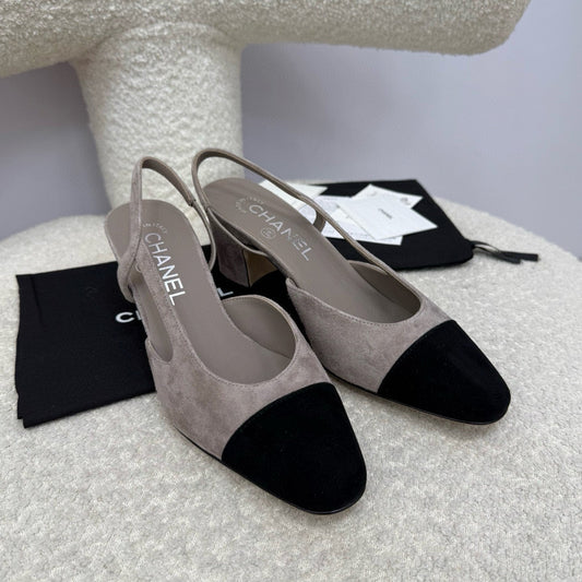 25A Slingback Grey Black Suede