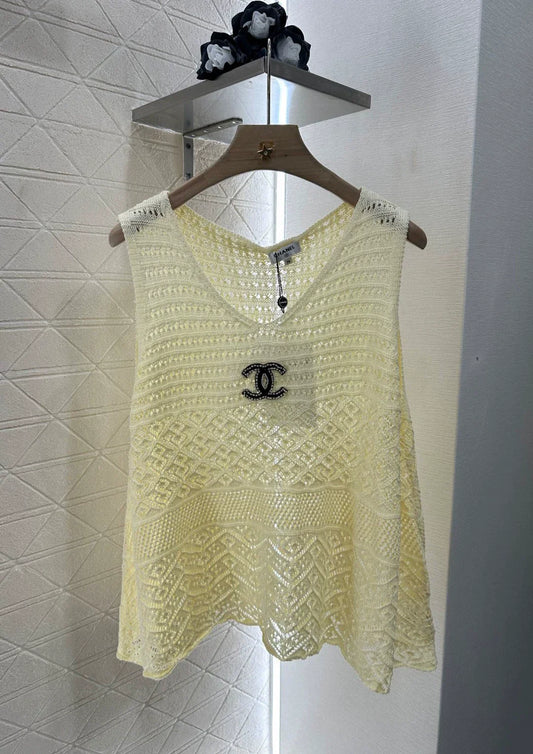 C 25 New Cutout Beaded Knit Vest