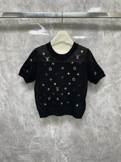 25 new colorful logo pattern embroidered short sleeves