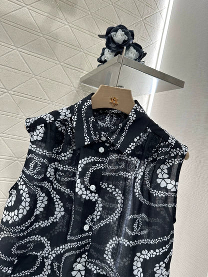 C 25 Printed Sleeveless Vest Shirt