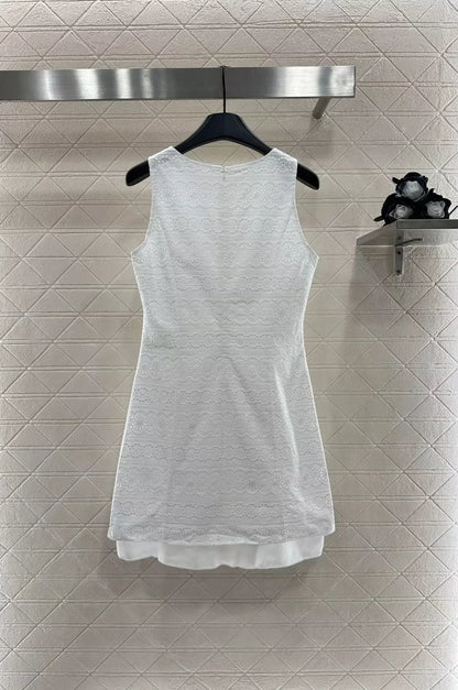 CE 25 Summer new round neck hollow embroidery vest dress