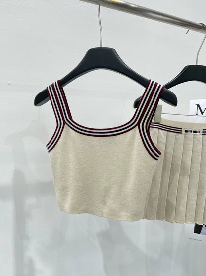 25 apricot red edge knitted vest