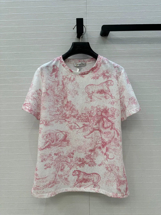 D 25 New Animal Jungle Print T-Shirt(PINK GREEN GRAY)