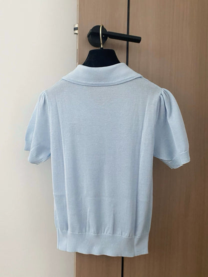 LO 25 New Two Colors Flip Neck Short Sleeve
