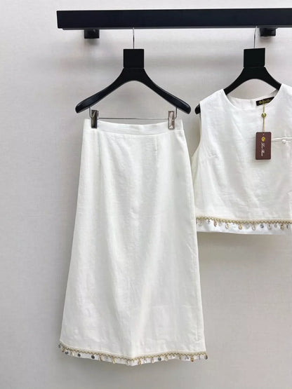 LP 25 Spring/Summer Latest Patchwork Lace Trimmed Linen Suit