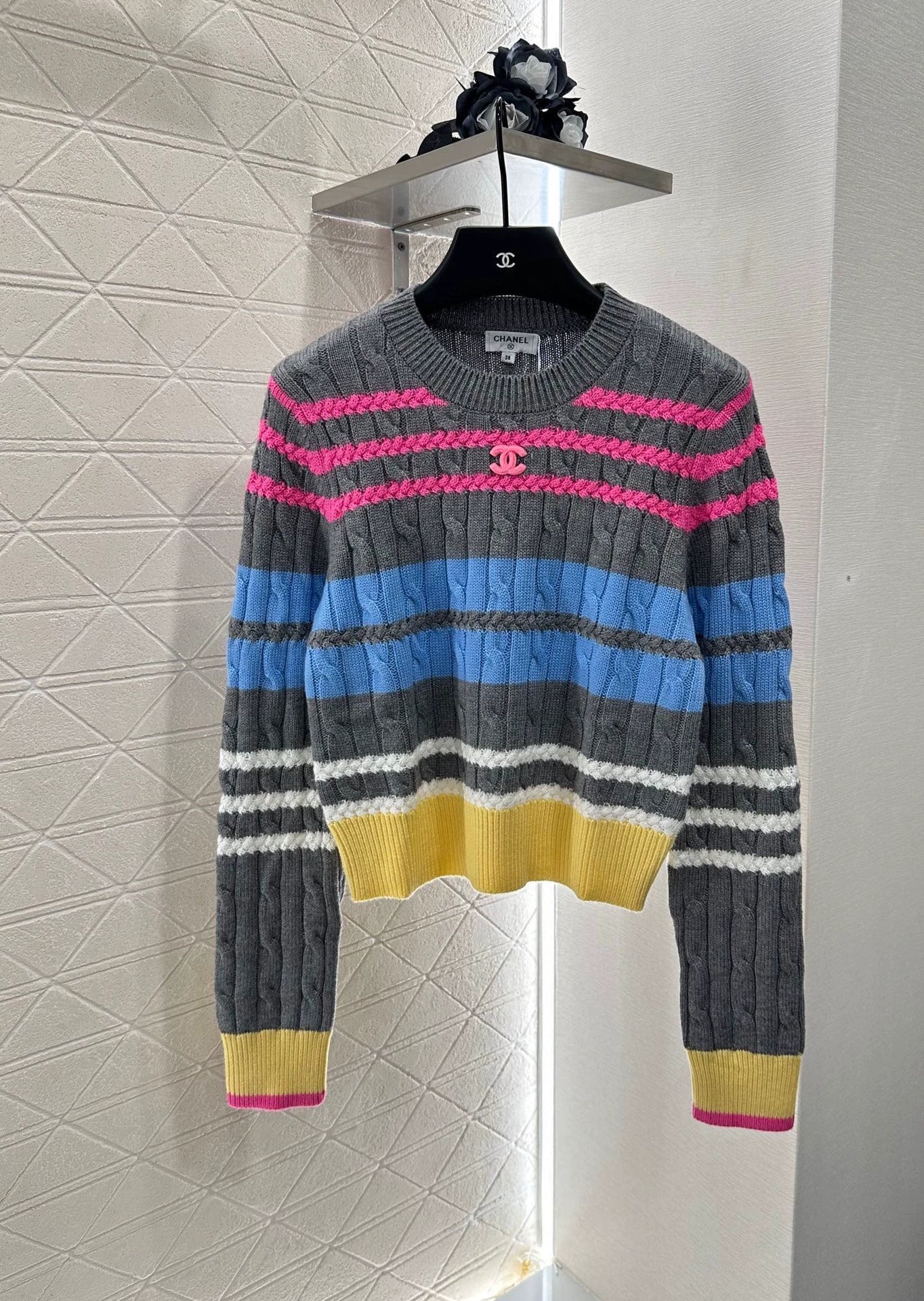 C 25 Colorful Striped Crochet Pullover Sweater