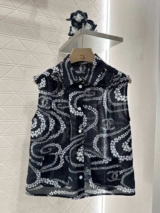 C 25 Printed Sleeveless Vest Shirt